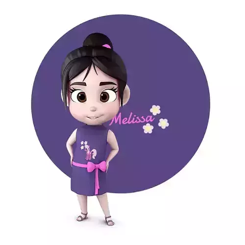Melissa cartoon Girl Kid Character 3D model