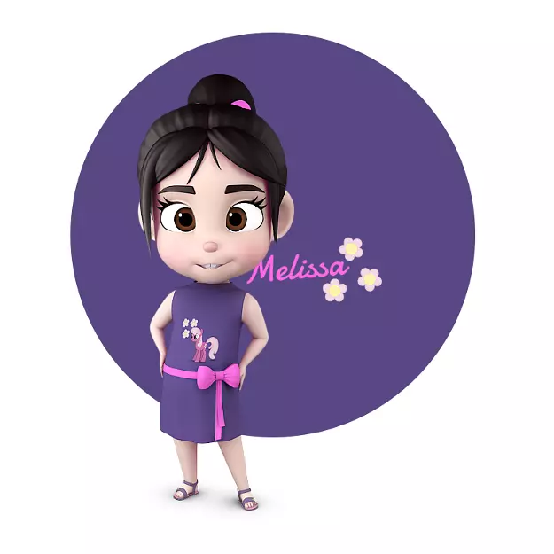 Melissa cartoon Girl Kid Character 3D model_0