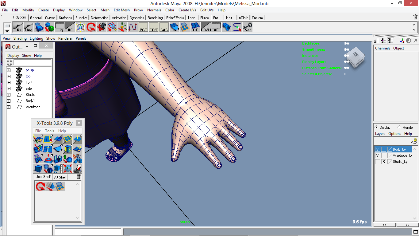 Melissa cartoon Girl Kid Character 3D model_10