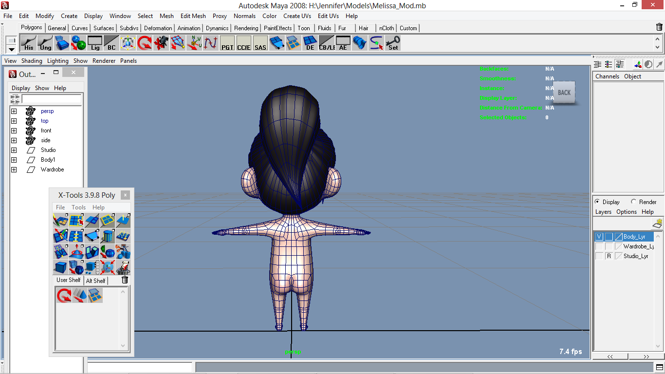 Melissa cartoon Girl Kid Character 3D model_16