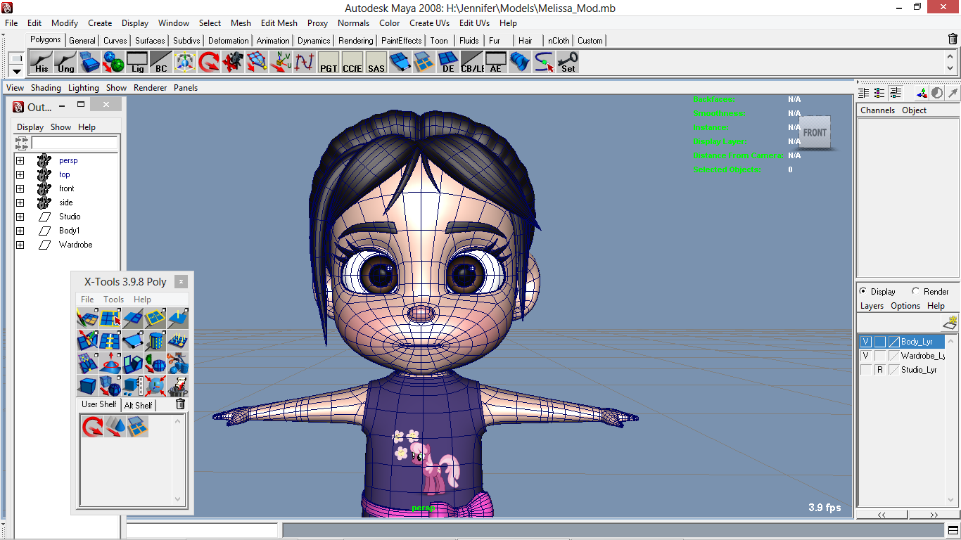 Melissa cartoon Girl Kid Character 3D model_6