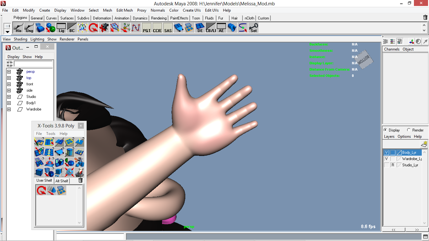 Melissa cartoon Girl Kid Character 3D model_11