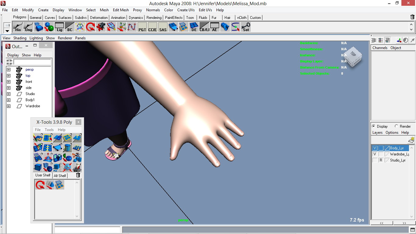 Melissa cartoon Girl Kid Character 3D model_9