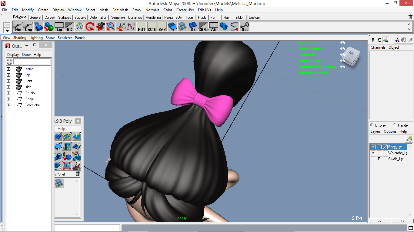 Melissa cartoon Girl Kid Character 3D model_19