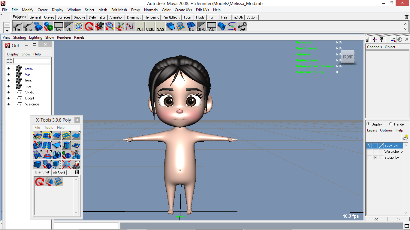 Melissa cartoon Girl Kid Character 3D model_13