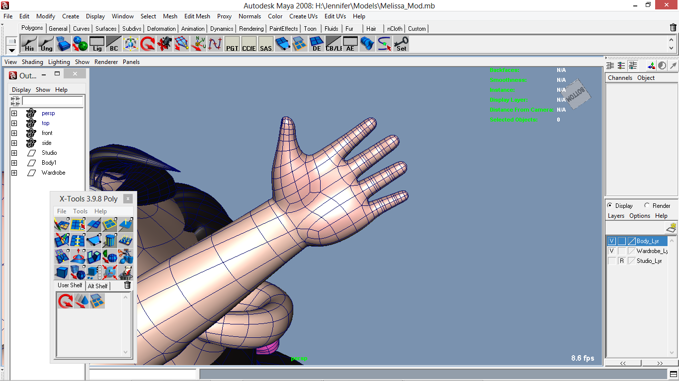 Melissa cartoon Girl Kid Character 3D model_12