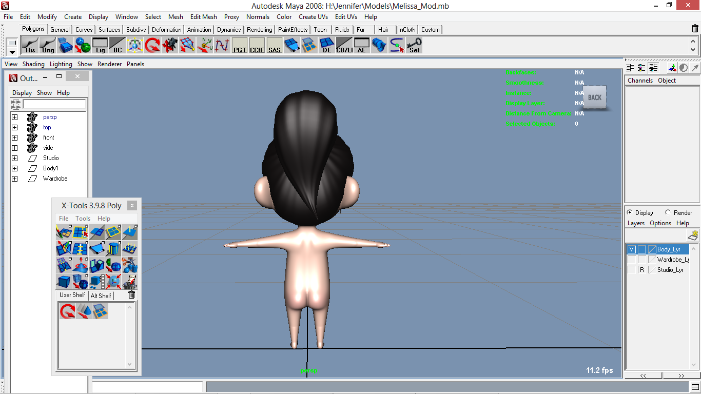 Melissa cartoon Girl Kid Character 3D model_15