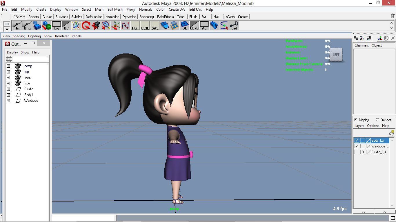 Melissa cartoon Girl Kid Character 3D model_4