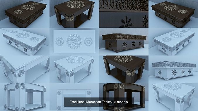 Traditional Moroccan Tables 3D Model Collection