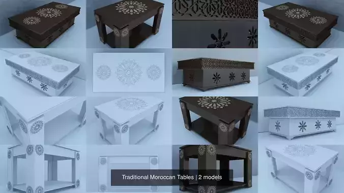 Traditional Moroccan Tables 3D Model Collection