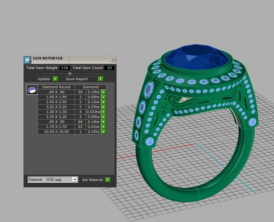 R00022 oval diamond halo engagement ring 3D print model_7