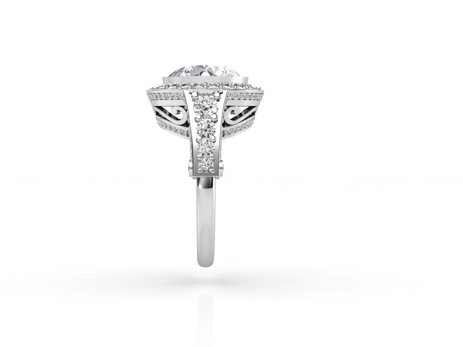 R00022 oval diamond halo engagement ring 3D print model_2