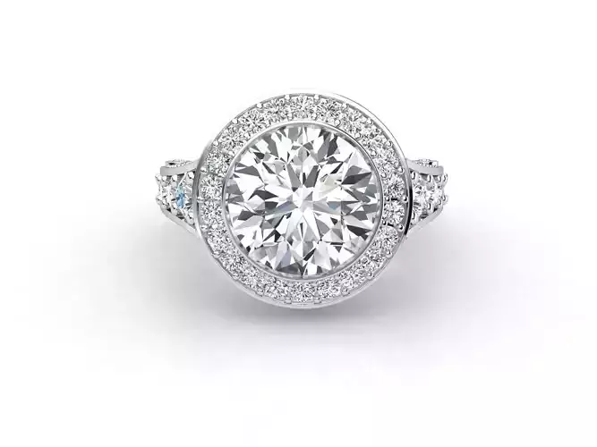 R00022 oval diamond halo engagement ring