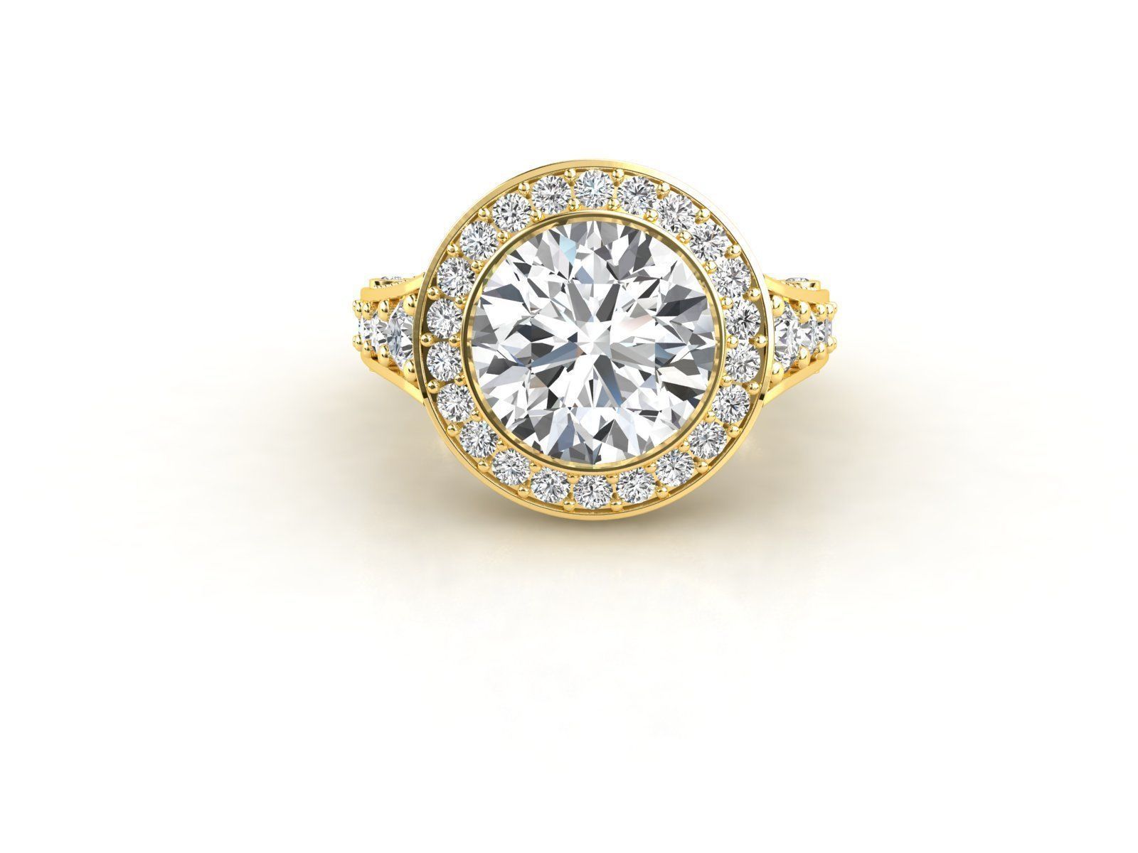 R00022 oval diamond halo engagement ring 3D print model_4