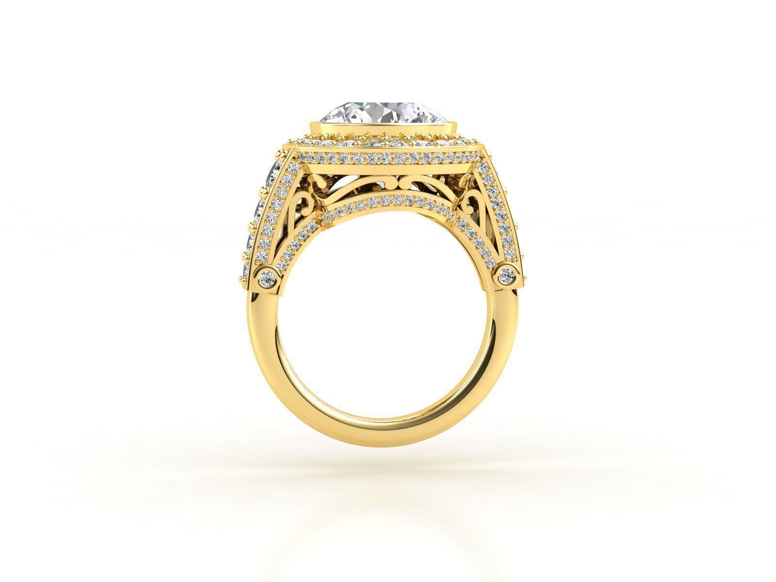 R00022 oval diamond halo engagement ring 3D print model_5