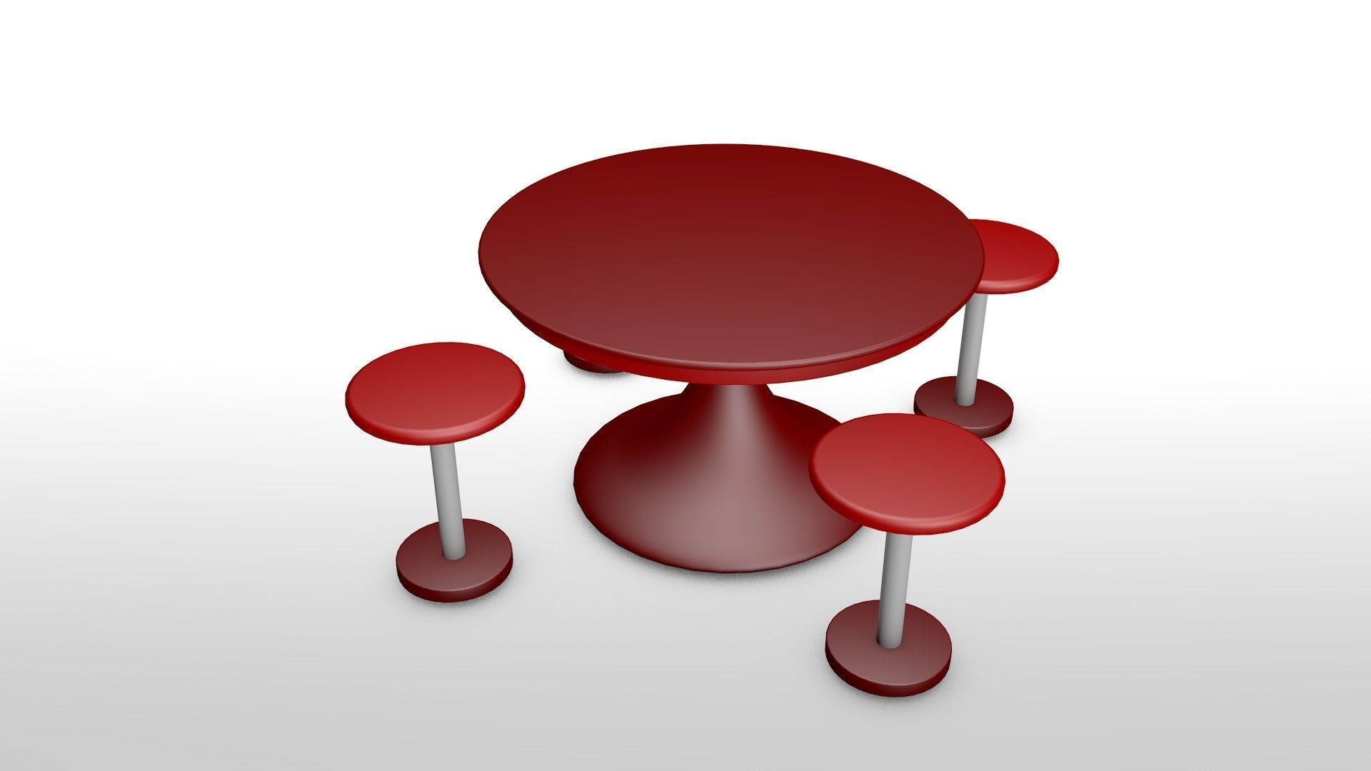 A Dining set table and stools Low-poly 3D model_3