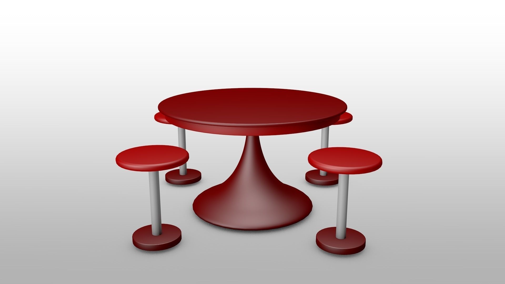 A Dining set table and stools Low-poly 3D model_2