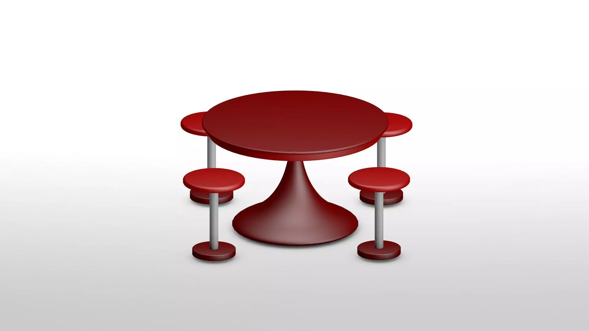 A Dining set table and stools Low-poly 3D model_0