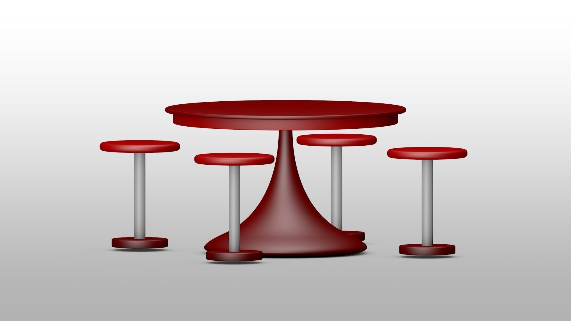 A Dining set table and stools Low-poly 3D model_1