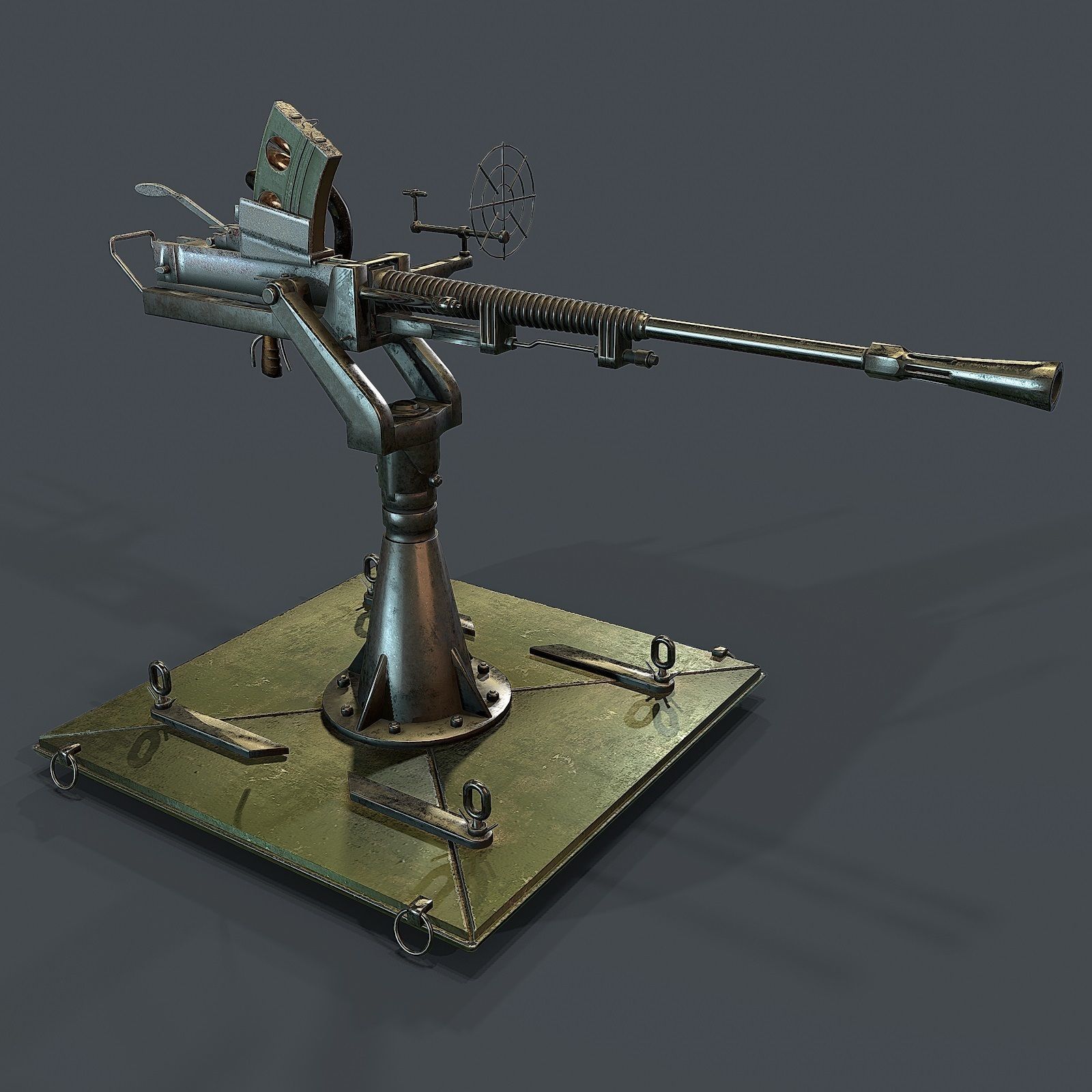 VR / AR ready Machine gun turret 3d model CGTrader