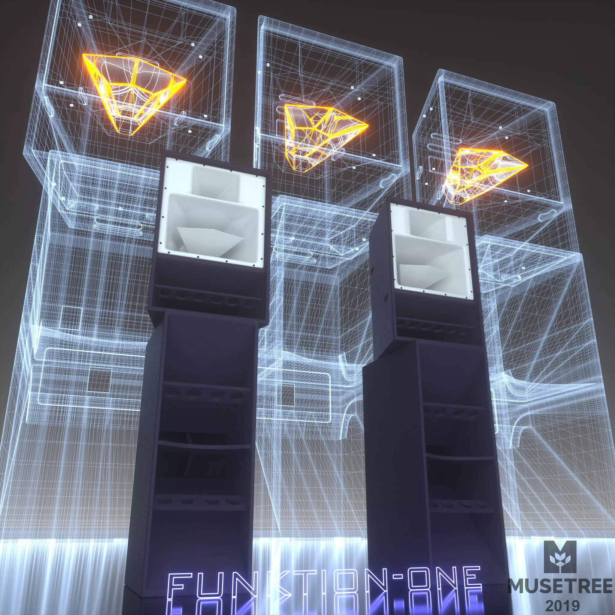 Speakers speaker tower with lights 3D model_0