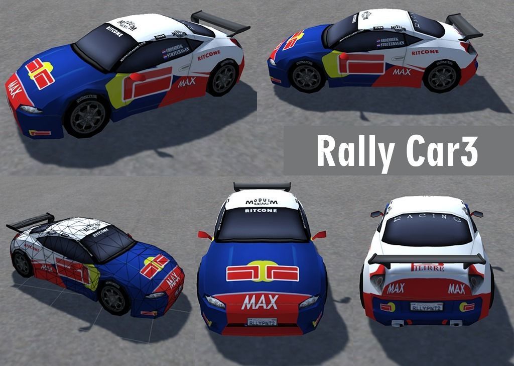 Rally Sports Racing Cars low-poly 3d models Low-poly 3D model_3