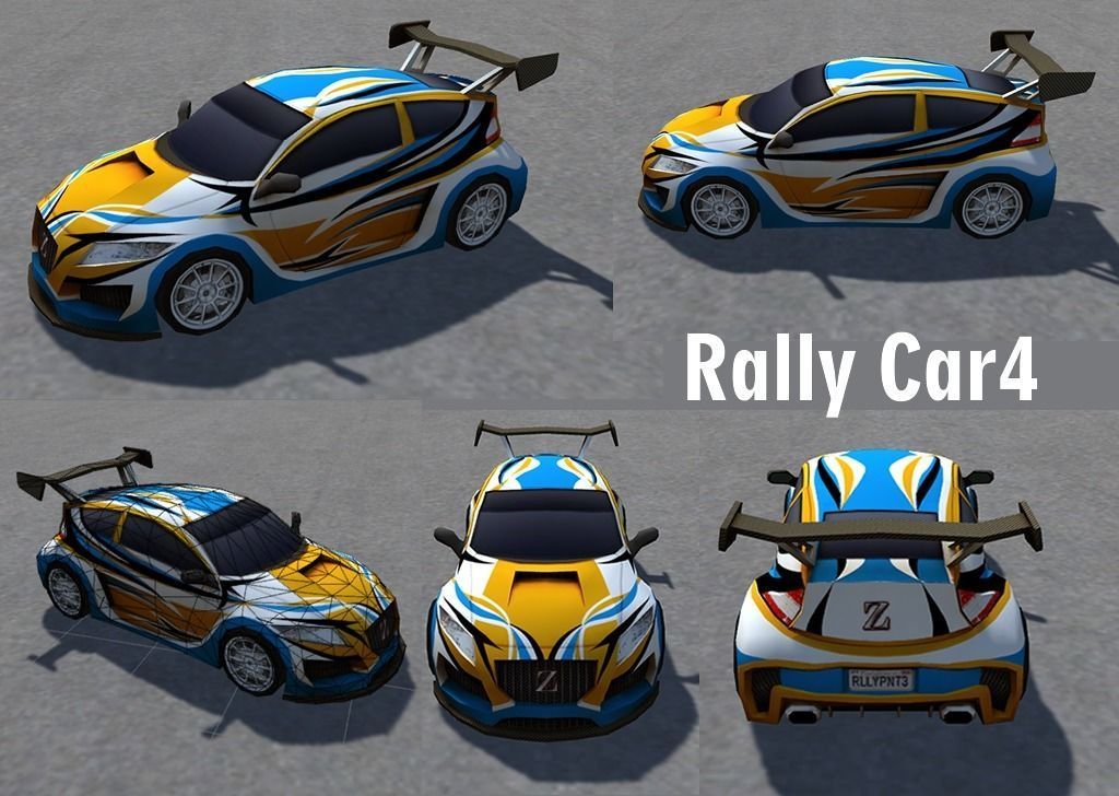 Rally Sports Racing Cars low-poly 3d models Low-poly 3D model_4