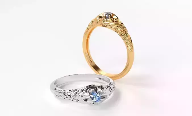 beauty engaved vintage gold ring with diamond