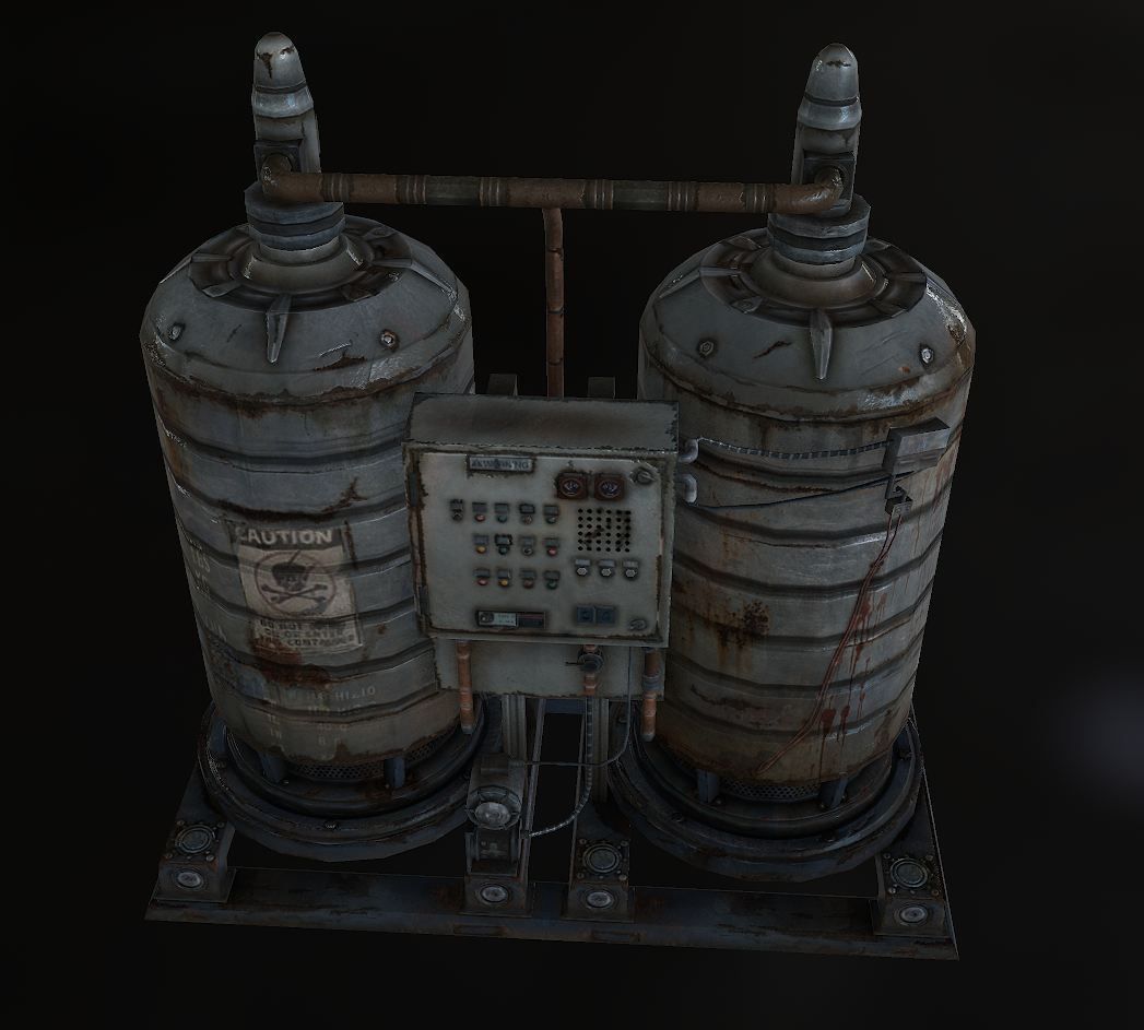 nuclear two rusty tanks Low-poly 3D model_3
