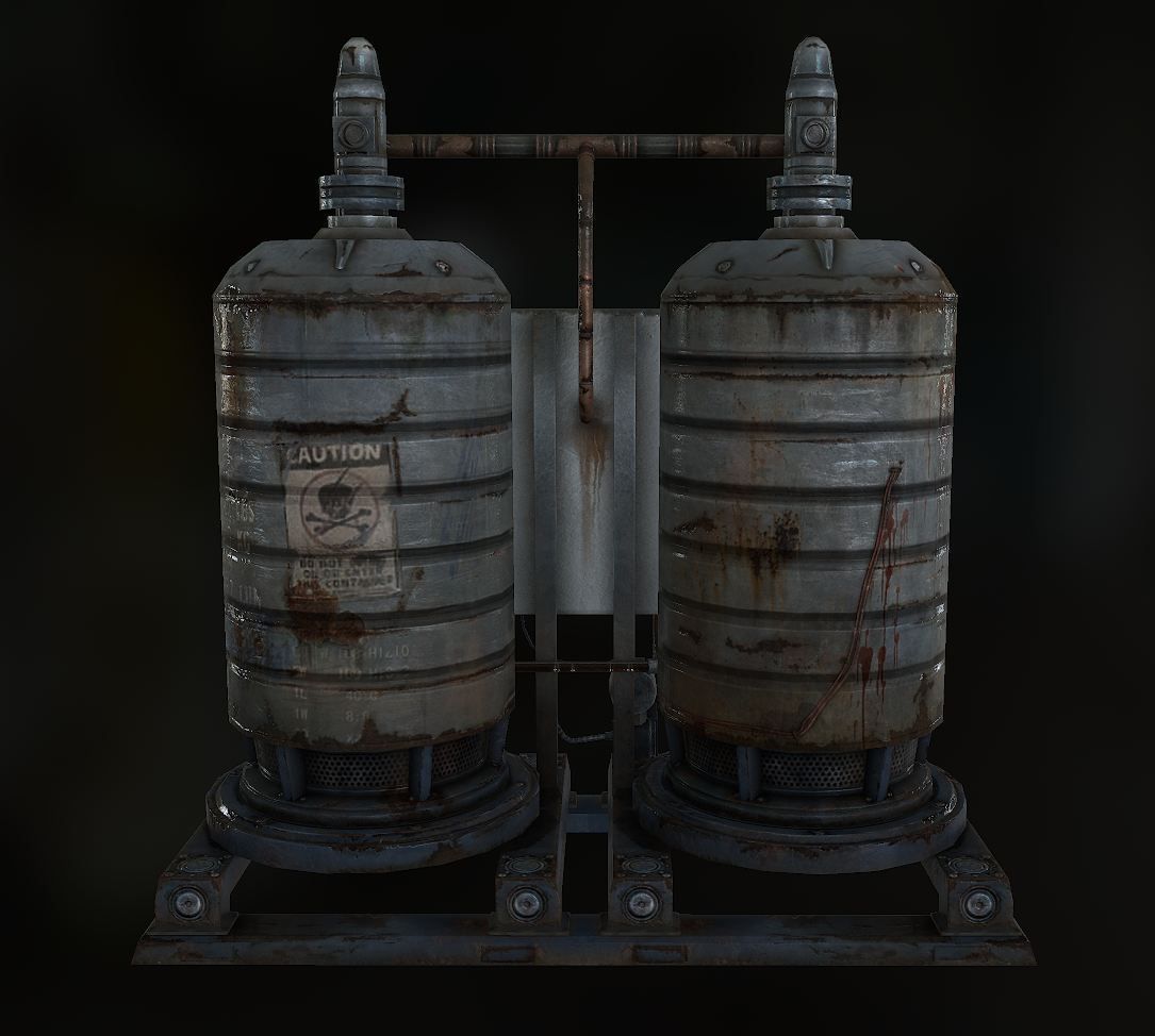 nuclear two rusty tanks Low-poly 3D model_1