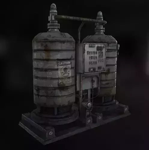 nuclear two rusty tanks Low-poly 3D model