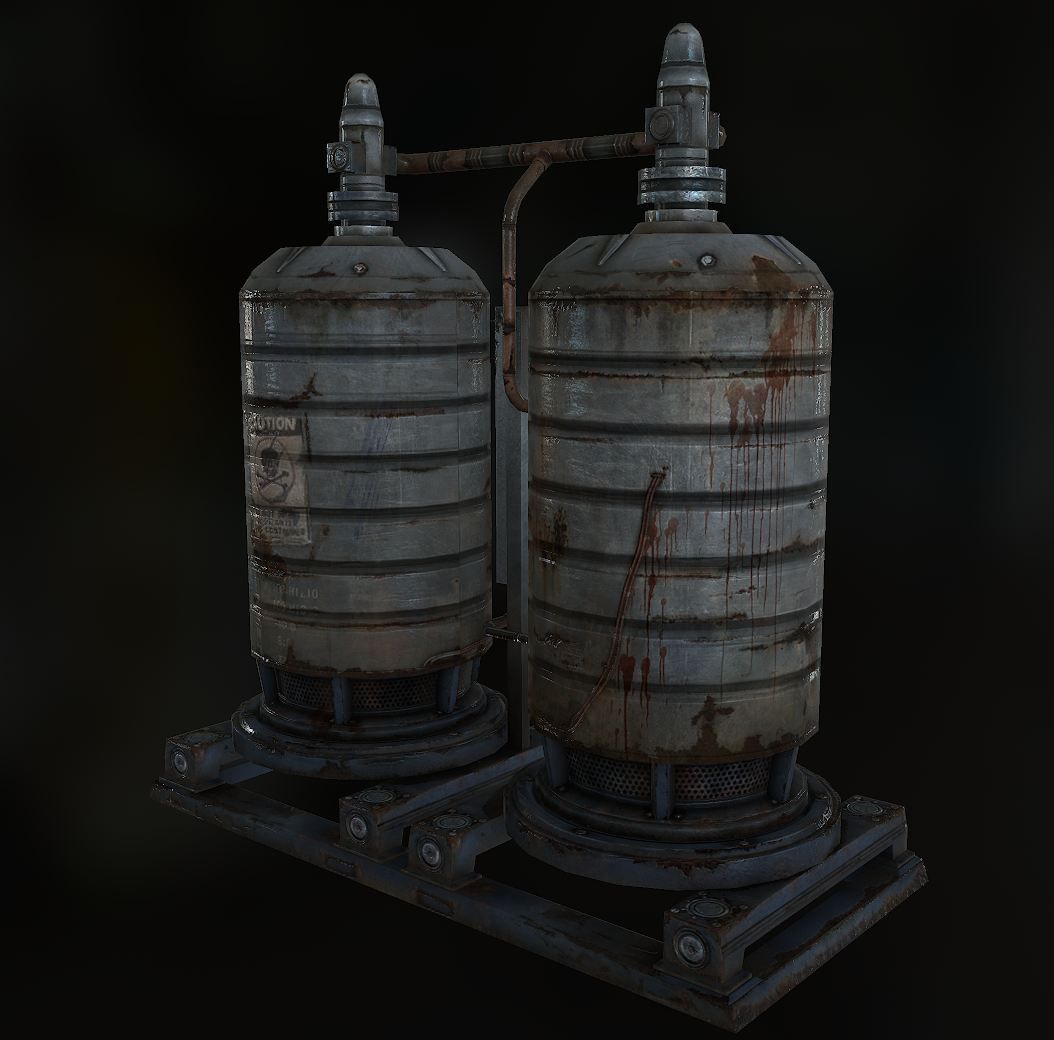 nuclear two rusty tanks Low-poly 3D model_2