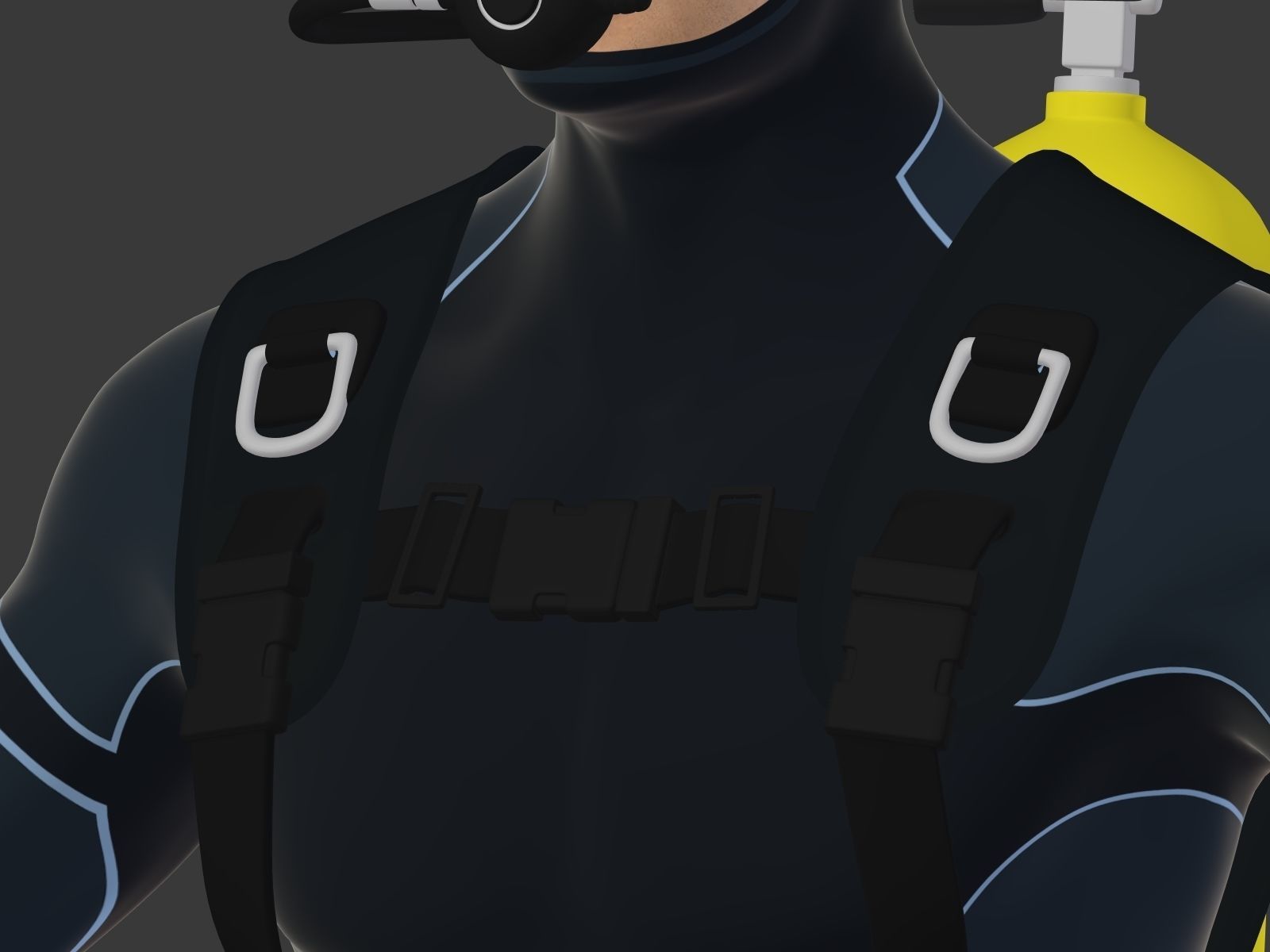 Scuba Diver Low-poly 3D model_16