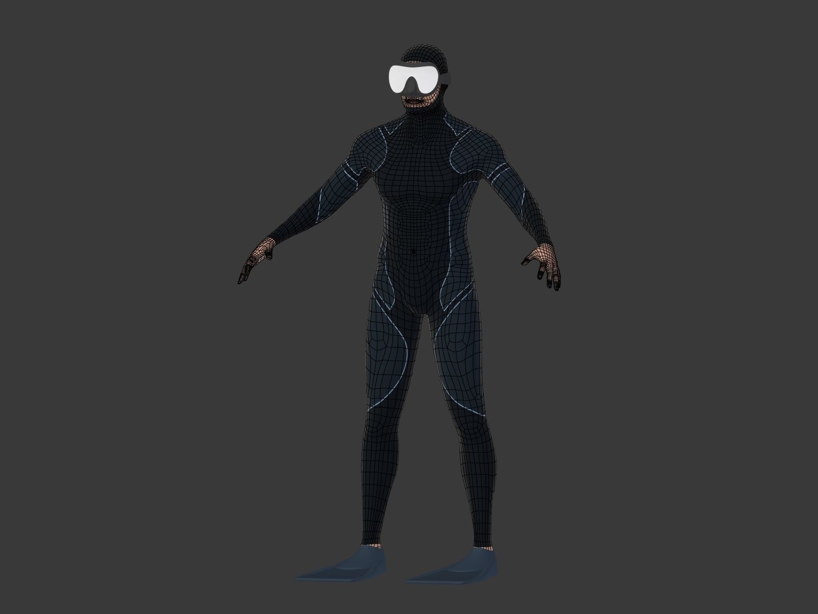 Scuba Diver Low-poly 3D model_30