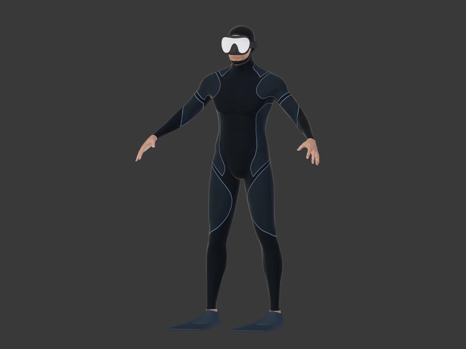 Scuba Diver Low-poly 3D model_29