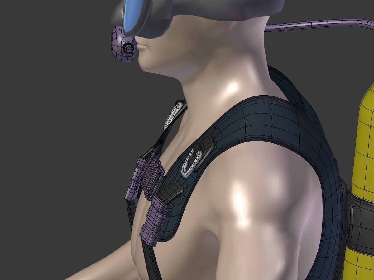 Scuba Diver Low-poly 3D model_21