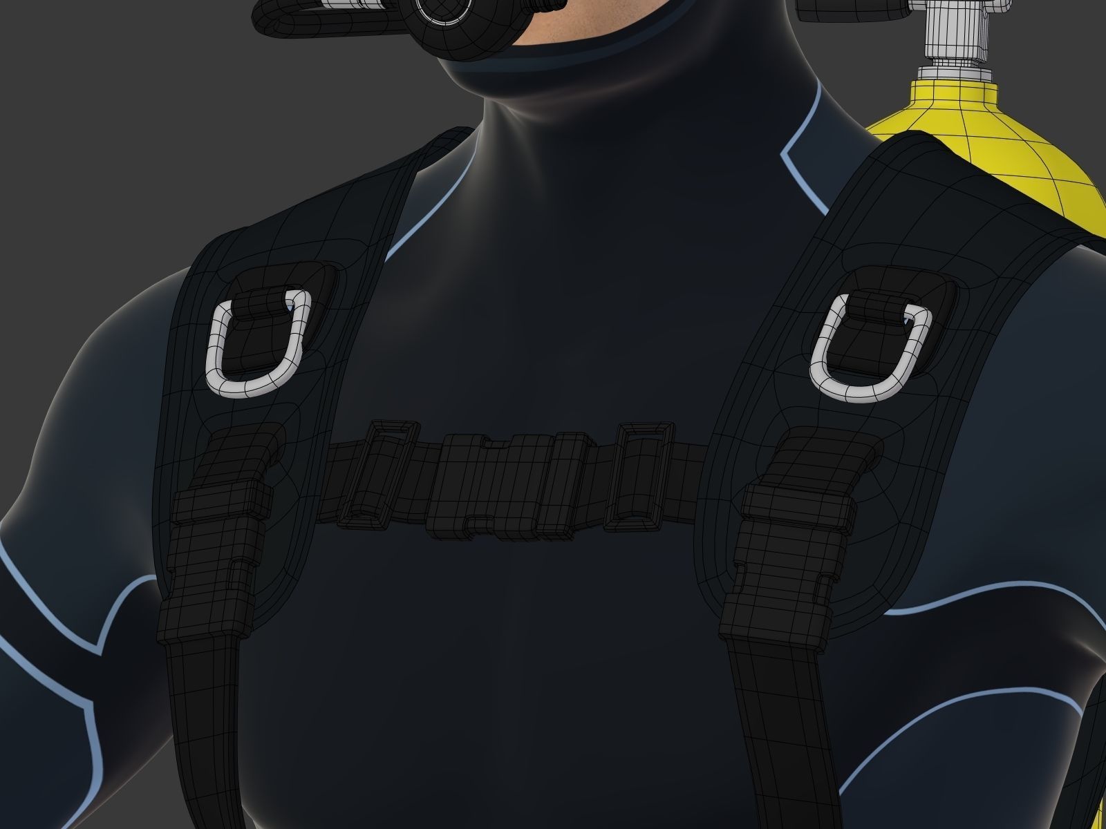 Scuba Diver Low-poly 3D model_17