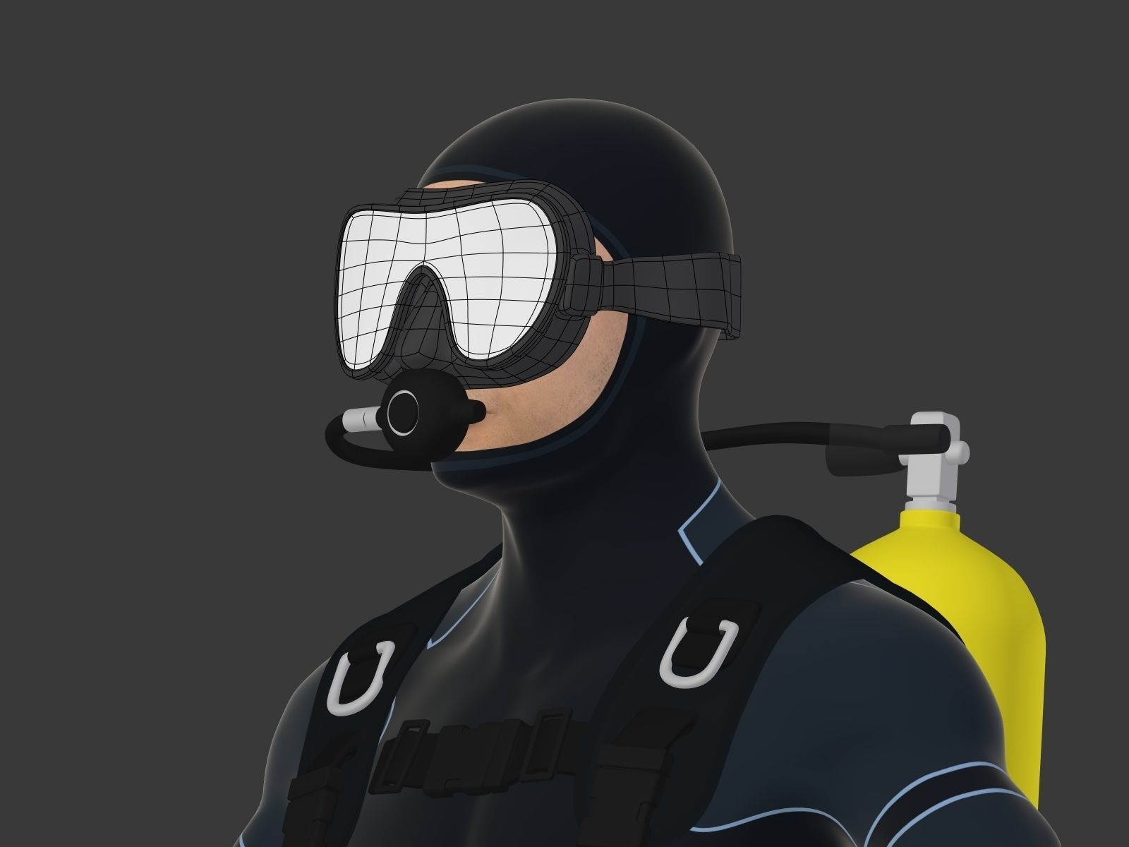 Scuba Diver Low-poly 3D model_15