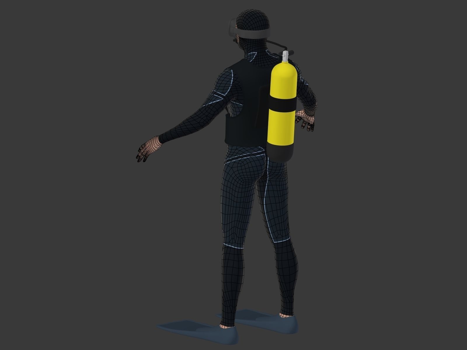 Scuba Diver Low-poly 3D model_9