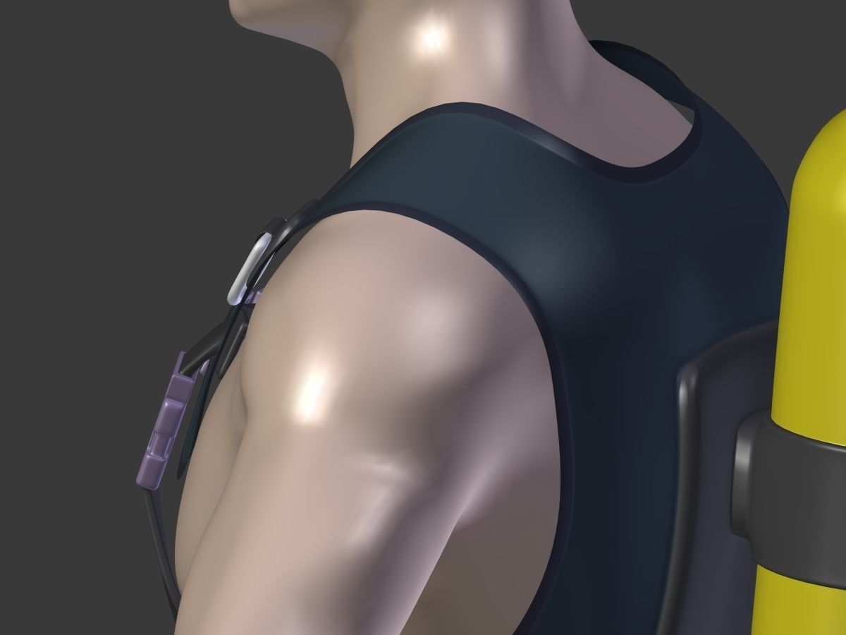 Scuba Diver Low-poly 3D model_18