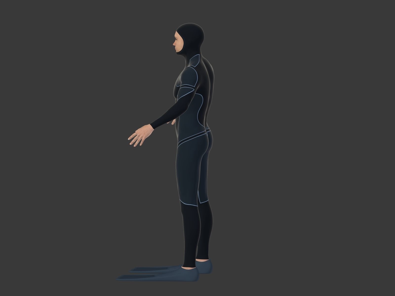 Scuba Diver Low-poly 3D model_31