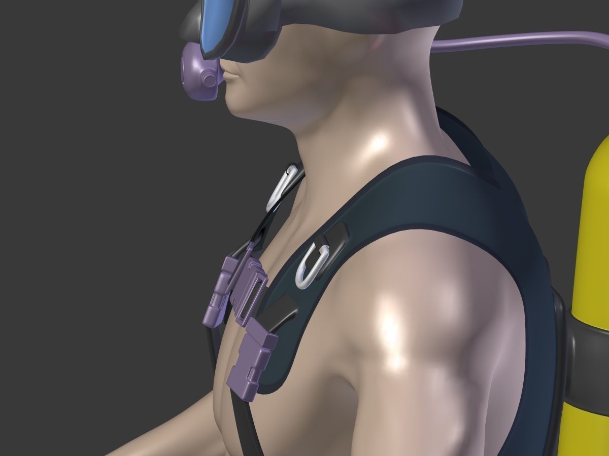 Scuba Diver Low-poly 3D model_20