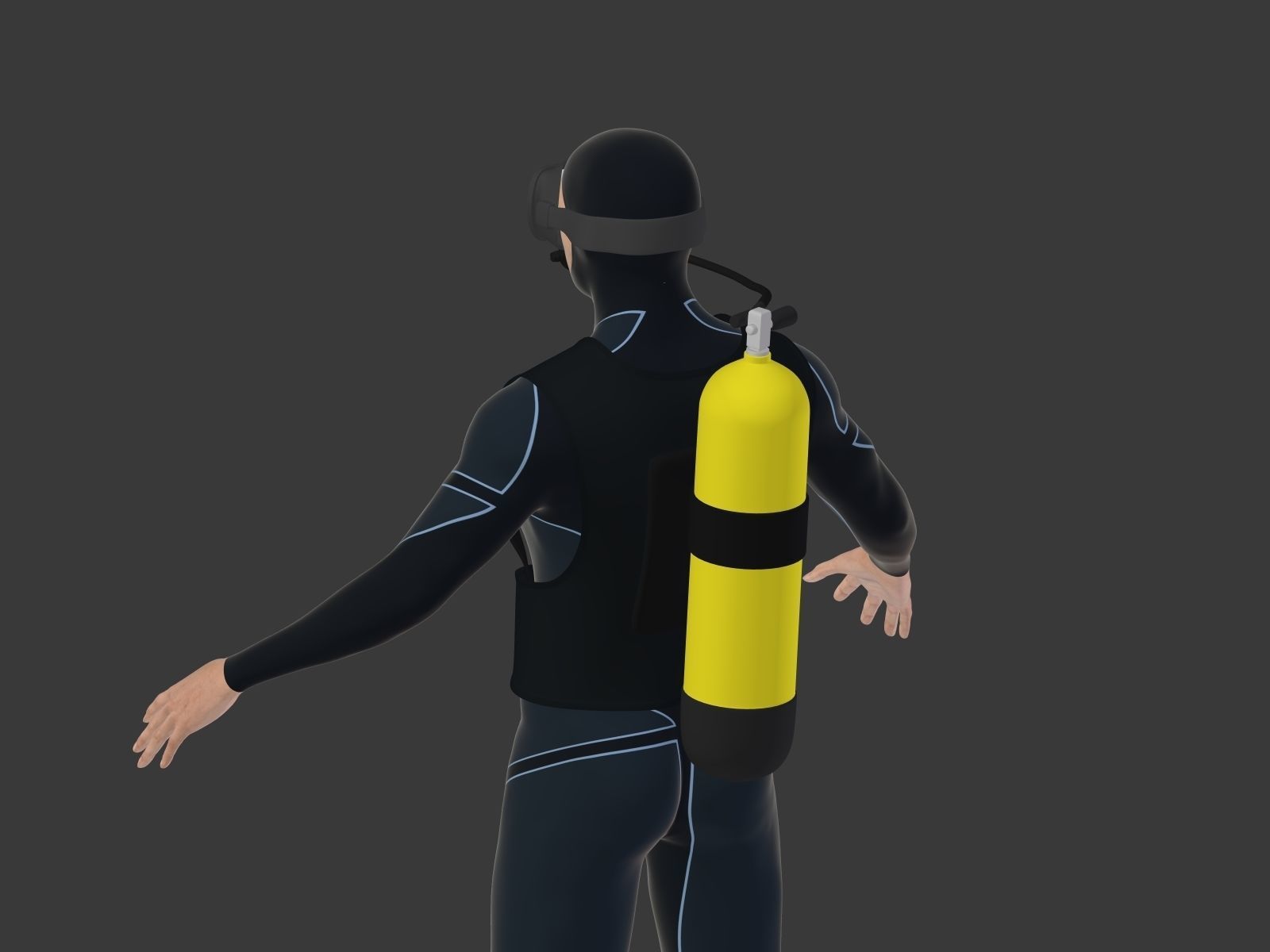 Scuba Diver Low-poly 3D model_12