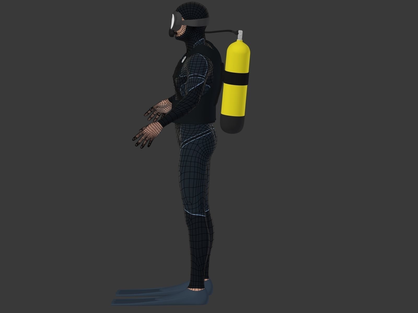 Scuba Diver Low-poly 3D model_7