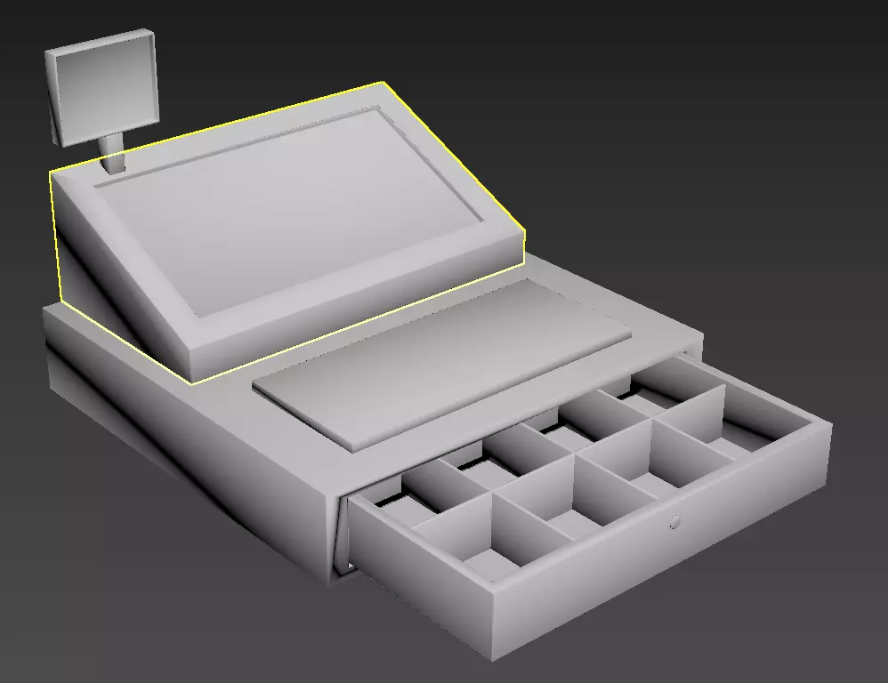 Cash Register cashier money buy receipt store modern compact  3D model_0