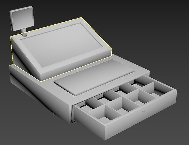 Cash Register cashier money buy receipt store modern compact  3D model
