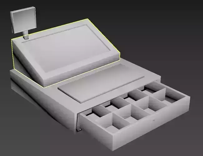 Cash Register cashier money buy receipt store modern compact  3D model