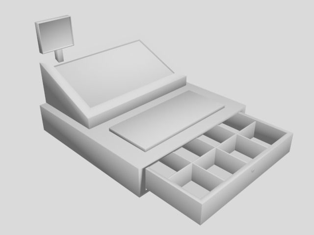 Cash Register cashier money buy receipt store modern compact  3D model_6