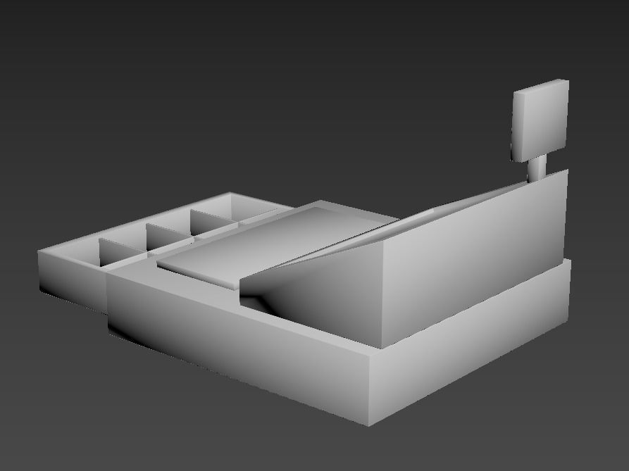 Cash Register cashier money buy receipt store modern compact  3D model_2