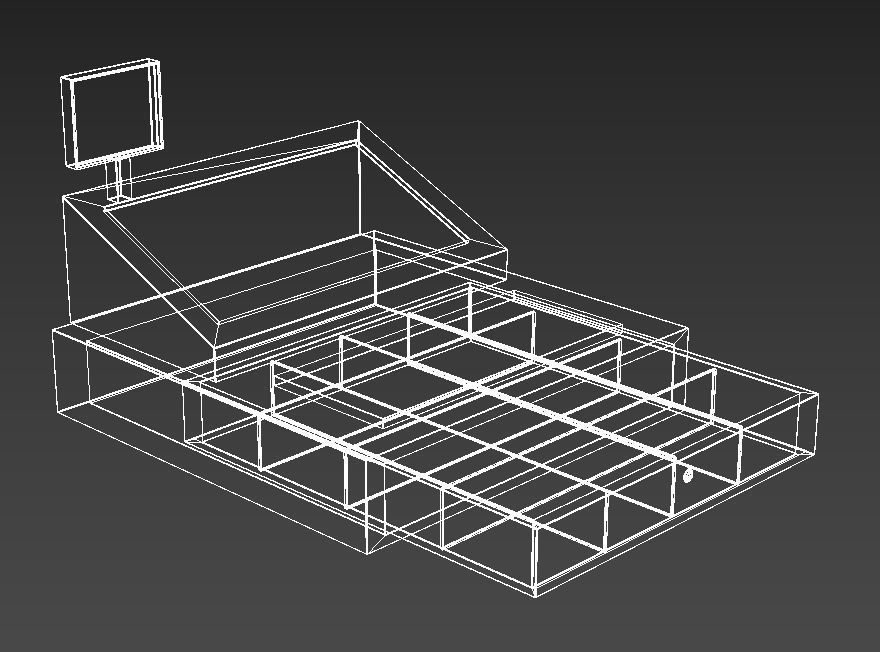 Cash Register cashier money buy receipt store modern compact  3D model_5